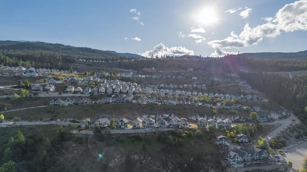 Spring aerial view of resort